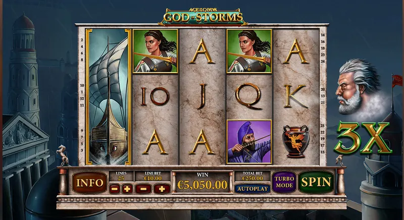 Age of the Gods God of Storms slot with the Wild Wind feature