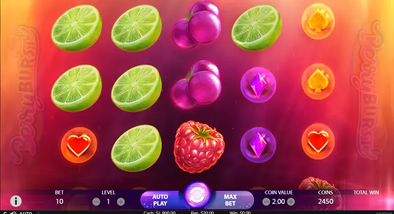 Berryburst slot gameplay with fruit symbols on the cluster grid