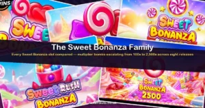 Sweet Bonanza slot series collage